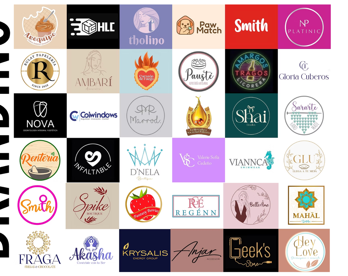 Muro con logotipos de marcas reales creadas por CREATIVI